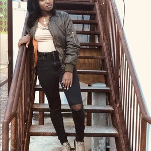 Army green bomber jacket